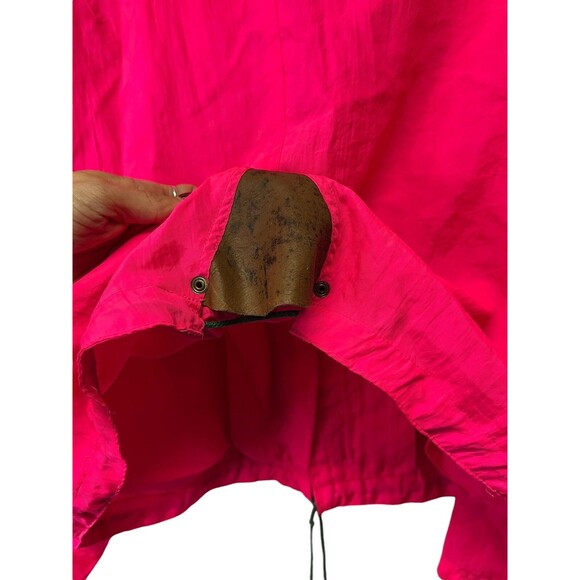 Vintage 90s NEON PINK Full Zip Ski Jacket Shell Retractable Hood Unisex Medium - Picture 15 of 16